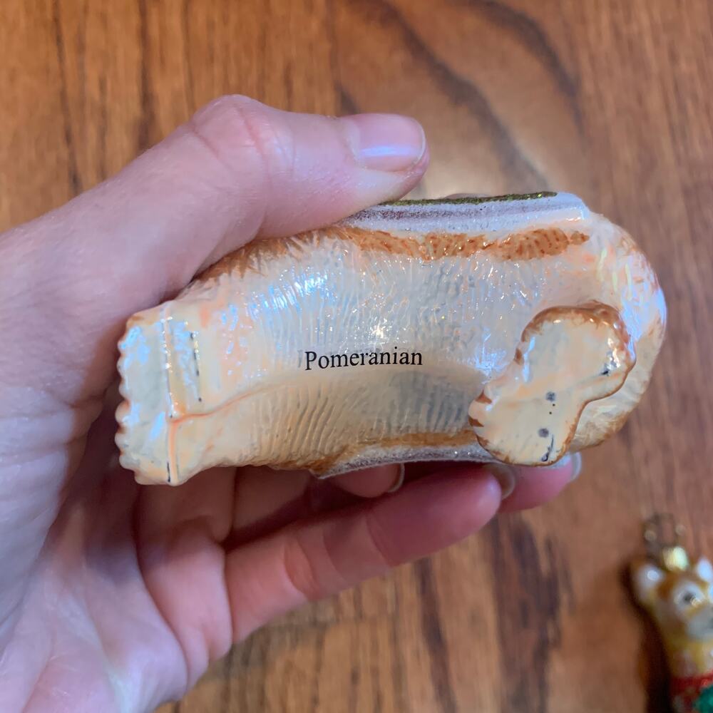 Kurt Adler Noble Gems Pomeranian Glass Christmas Ornament | 3.5" L x 3" H - Picture 5 of 5